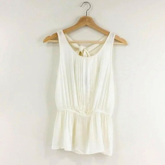 Vanessa Virginia Anthropologie - Pintuck Peplum Blouse Tie-Back | Size 2 | Cream - Picture 5 of 5